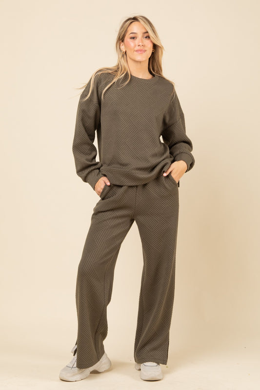 Olive Quilted Loungewear Set