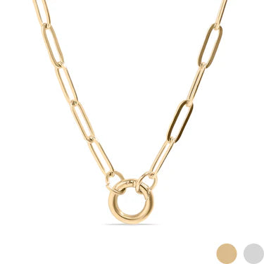 18k Gold PVD Paperclip Charm Keeper Necklace