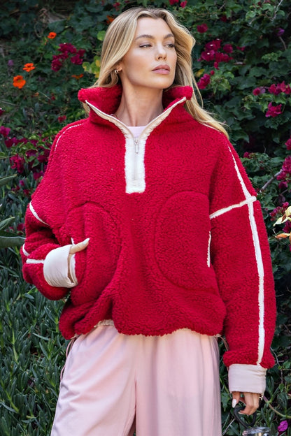 Lovina Sherpa Mock Neck Quarter Zip