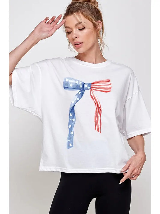 Patriotic Bow Graphic T-Shirt
